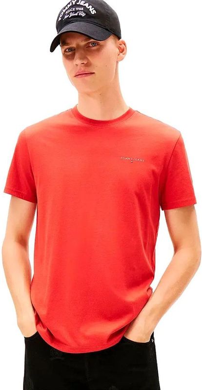 Tommy Jeans Linear Chest Slim Fit T-shirt Met Korte Mouwen Oranje S Man