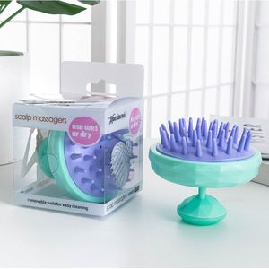 2 Stuk Haarborstel - Scalp Massager - Scalp Brush - Premium Siliconen - Haar Borstel - Hair Brush - Haarverzorging - Soins capillaires - Anti Roos - Haargroei - Hoofdhuid Massage- Brosse à cheveux - Diamont Groen-Pars