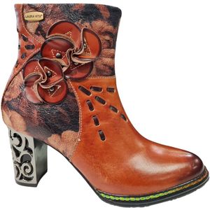 Laura Vita - Cognac - Leren Enkellaarsjes