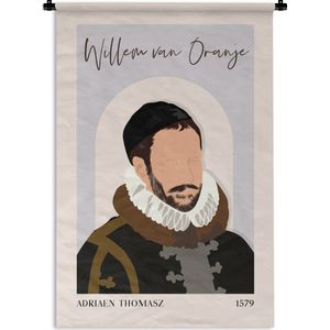 Wandkleed - Wanddoek - Willem van Oranje - Blauw - Licht - Oude meesters - 90x135 cm - Wandtapijt