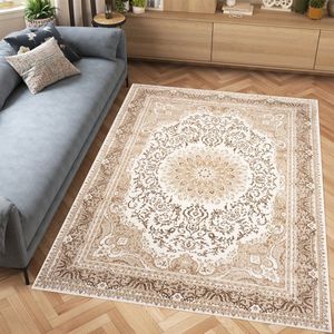 Tapiso Hera Vloerkleed Beige Vintage Woonkamer Oosters Tapijt Maat- 160x220