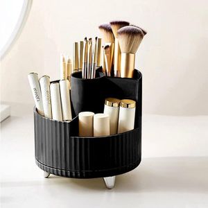 Cosmetica-organizer 360 rotatie beauty kwastorganizer lippenstift multifunctionele opslag - voor slaapkamer badkamer kaptafel zwart