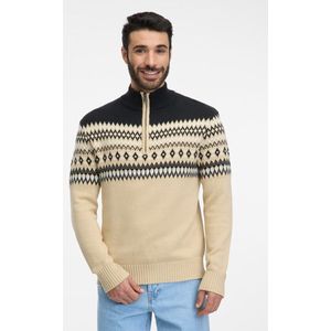 Ragwear - Trui Norwaian zand print met korte rits - maat M