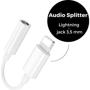 WiseQ - Audio Splitter - Lightning naar 3.5MM Jack - Compatibel met iPhone en iPad - Hoogwaardige Audio Jack Splitter - Wit