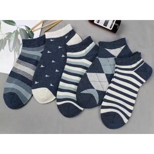 Jongenssokken - Herensokken - Damessokken - set van 5 paar - Enkelsokken - Multipack - Maat 36-41