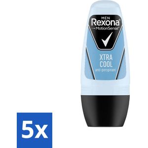 5 x Rexona Men - Fresh Xtra Cool - Deo Roll-on - Anti-Perspirant - 50 ml - Langdurige Bescherming - Roll-on - Citrus - Munt - MotionSense