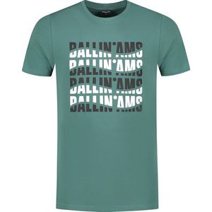 Ballin Amsterdam - Heren Slim fit T-shirts Crewneck SS - Faded Green - Maat M