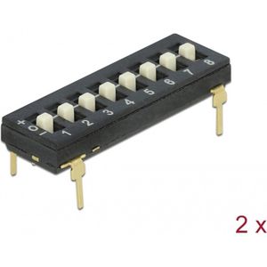 Delock DIP switch Tri-State 8-digit 2.54 mm pitch THT vertical black 2 pieces