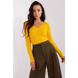 Dames shirt - Jersey - Maat S/M - V-hals - Lange mouwen - Geel