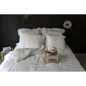Passion for Linen | Dekbedovertrek Lily wit | incl. 2 kussenslopen | 240-220 cm + (2) 60-70 cm | Luxe katoen satijn / linnen mix white
