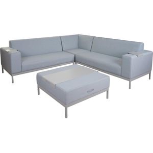 Cosmo Casa Aluminium Tuinset - Sofa - Buiten - Stof/Textiel - Blauw Met Plank - Zonder Kussen