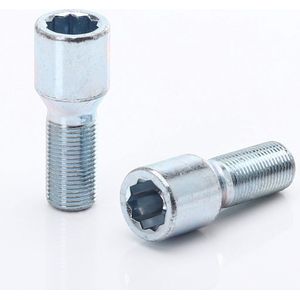 Conische wielbouten 33mm - Zilver - M14x1.5 / M14x1,5 - Set van 10 bouten + sleutel - Ster/Inbus