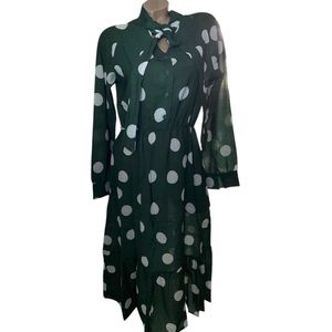 Dames Jurk met stippen S donkergroen