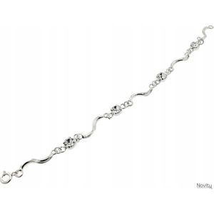 Novity® | Dames Zilveren Armband 925 Met Zirkonia, Glanzend Zilver 925 + Graveren