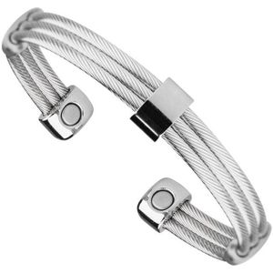 Magneet Armband Trio Cable Stainless-Silver - XL