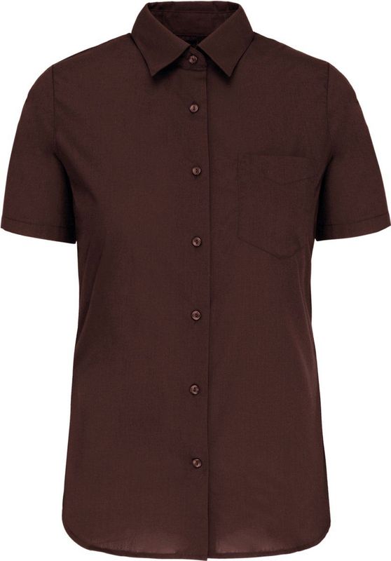 Kariban Overhemd in onderhoudsvriendelijk polykatoen-popeline korte mouwen dames K548 - brown - L