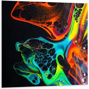 Forex - Oranje en Blauwe Lichtgevend Water - 100x100cm Foto op Forex