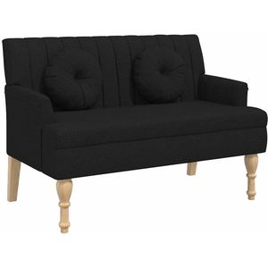 vidaXL Bankje - Bankjes - Halbankje - Gangbankje - Bankje met kussens 113x64,5x75,5 cm stof zwart