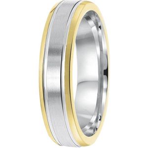 Lucardi - Vriendschapsring Sofia - Echt Zilver - Zilver en Goudkleurig - Ring