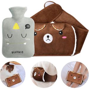 Rubberen warmwaterkruik met zachte pluche overtrek - Groen - Verlicht pijn aan buik, rug en benen.