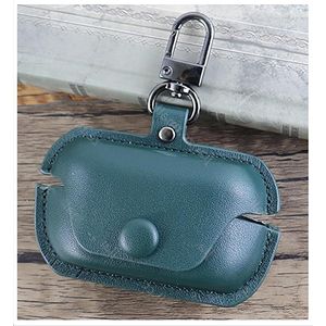 Beschermhoes PU-leder Groen met Sleutelhanger voor On-Ear Koptelefoon - Geschikt voor Technics EAH-AZ100 - Universeel Compatibel - Voor Jongens, Meisjes, Mannen, Vrouwen