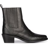 PS Poelman - Tartor - Enkellaarsjes - Zwart - Leer - Schlangenprint