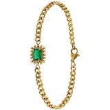 Lucardi Dames Stalen goldplated armband vintage vierkant groen - Armband - Staal - Goudkleurig - 20 cm