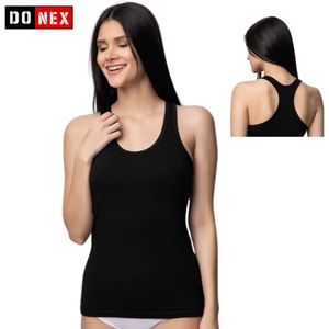3 pack Dames Halterhemd - Donex - katoen - Zwart - Maat M