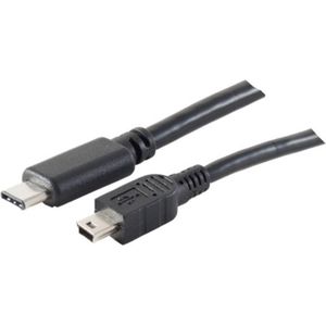 USB Mini B naar USB-C kabel - USB2.0 - tot 2A / zwart - 3 meter