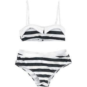 Pussy Deluxe Big Party Stripes Dames Bikini Set - zwart/wit - XS