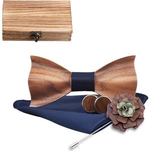 Houten vlinderdas Klassieke set vlinderdas heren, houten vlinderdas, houten manchetknopen, houten broche, pochet voor bruiloften, optredens, schoolbal, feest en zelfs dagelijks gebruik