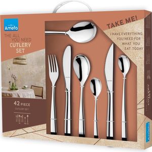 Amefa - Gaia All You Need - 42-delige bestekset - voor 6 personen - zilverkleurig - RVS