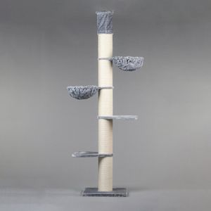 RHRQuality Krabpaal Maine Coon Tower Licht grijs - Plafondhoge Krabpaal voor grote katten - 245 - 265cm