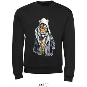 Sweatshirt 2-158an10 Tijger met gouden kettingen - xxL