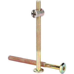 10 Stuks Assortiment Boutbevestiging Platte Verzonken Kop Binnenzeskant Gedeeltelijk Schroefdraad In Gegalvaniseerd Koolstofstaal Met Transversale Moeren - 80 Mm .