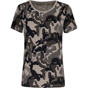 T-shirt Dames S Kariban Ronde hals Korte mouw Grey Camouflage 100% Katoen