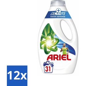12 x Ariel Original - Actieve Geurbestrijding - Vloeibaar Wasmiddel - Witte en Gekleurde Was - 31 Wasbeurten - Wasmiddel - Vloeibaar Wasmiddel - Ariel - Geurbestrijding - Frisheid