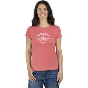 Mustang Dames T-Shirt Alexia C Logo slim fit Rood L Ronde Hals Volwassenen Basic T-shirt met korte mouwen en ronde hals gemaakt van 100% katoen