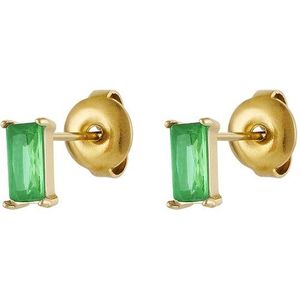 Yehwang - Oorbellen Met Steentje - Gouden Oorknopjes - Oorstuds - Goud - Groen - Sieraad - Sieraden - Cadeau - Moederdag