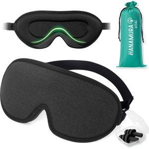 Hanamura Slaapmasker Set - Comfortabel en Lichtdicht - Inclusief Opbergtasje en Oordopjes – Voor vrouwen en mannen