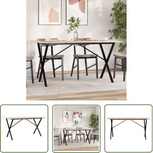 The Living Store Eettafel X-frame 140x80x75 cm massief grenenhout en gietijzer - Eetkamertafel - Houten Tafel - Eikenhouten Tafel - Ronde Tafel - Rechthoekige Tafel