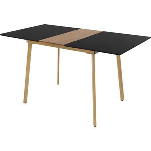 Uitschuifbare eettafel in zwart 110-140x75 cm houten eetkamertafel voor 4-6 personen ML design