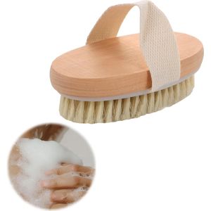 Dry body brush - verbetert bloedcirculatie - anti-cellulite borstel met natuurlijke haren - scrub en peeling 12.5 × 6.5 cm