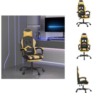 vidaXL Gamingstoel - Gamingstoelen - Televisiestoel - Racingstoel - Gamestoel met voetensteun kunstleer zwart en goudkleurig