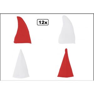 12x Kaboutermuts rood en wit- geleverd in mt. 57, 59 en 61cm - Smurf dwerg kabouter paddestoel feest carnaval festival
