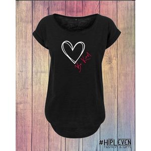 Shirt met lange rug ""Be Kind""  Zwart / XXL (44-46)