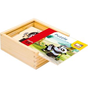 Bino Legpuzzel Panda & Little Mole Junior 12 Cm Hout 17-delig