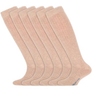 Kniekousen | Sokken voor meisjes | Merk: Yellow Moon | Kleur: Beige | Maat: 19 t/m 34 | 6 Paar