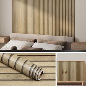 Provento - Zelfklevend Behang Hout Look 3D Wandpanelen Bruin Waterdicht Folie Meubilair Kabinetsfolies Eetkamer 40CMx2M