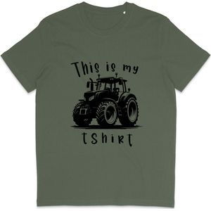 Grappig T Shirt Heren en Dames - This Is My Tractor T Shirt - Khaki Groen - XS